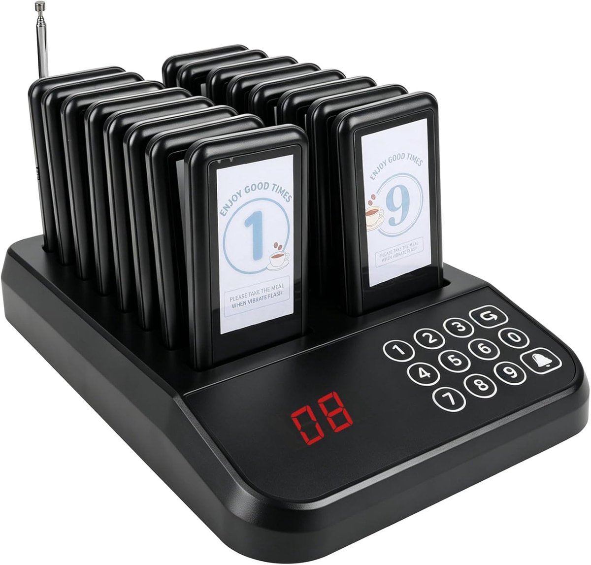 Pager System Restaurant, Pager System for Hospitality, 16-Pager System, Digital Display, Call System with 500 Metres - ShopVlot
