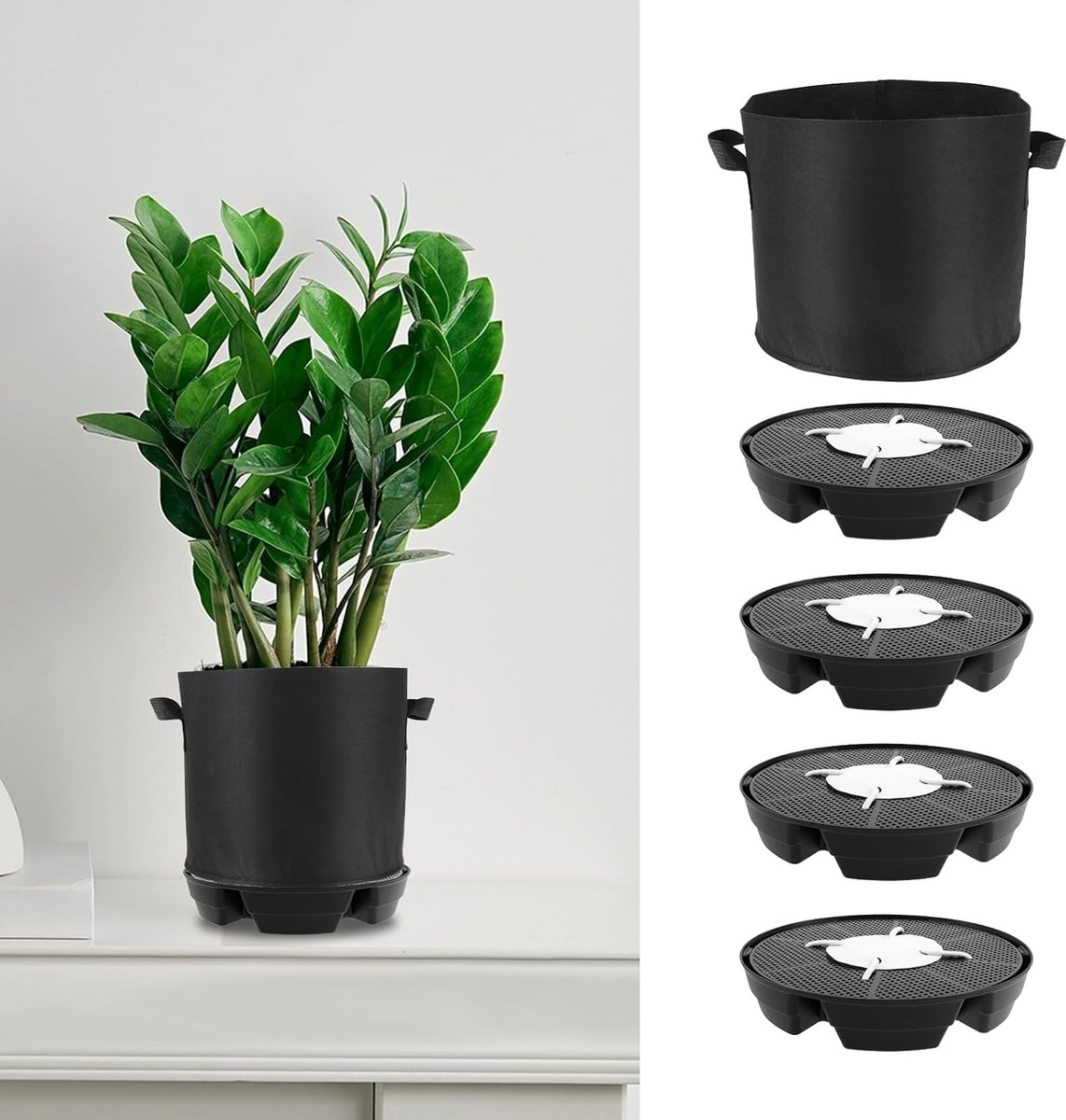 Guniata Flower Pot Coasters 4 Pack 2.8 L Large Self Watering Fabric Potted Bottom Even Irrigation for Succulents - ShopVlot