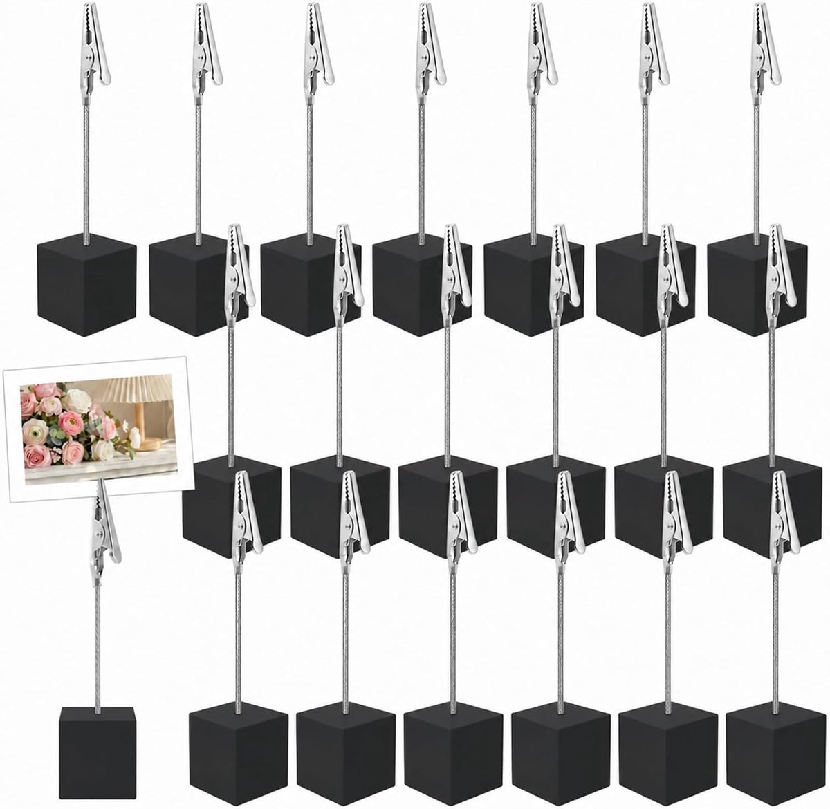 20 stuks memohouders voor tafelkaarten (zwart) - ShopVlot