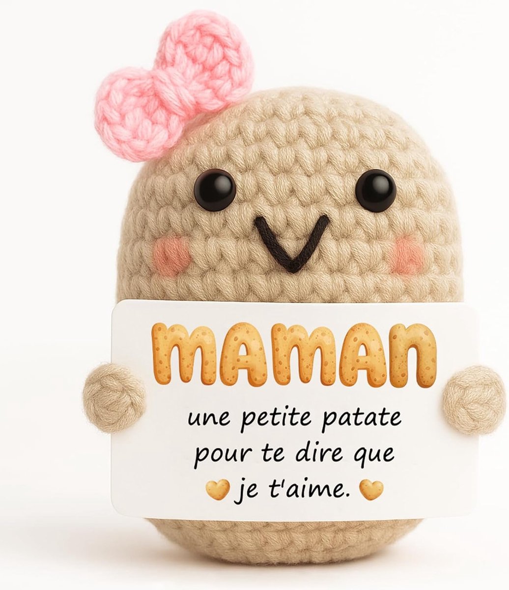 Tixlux Cadeau voor Mama, Verjaardagscadeau voor Vrouw, Positieve Decoratie Handgemaakt met Klein Geluksknuffeltje - ShopVlot