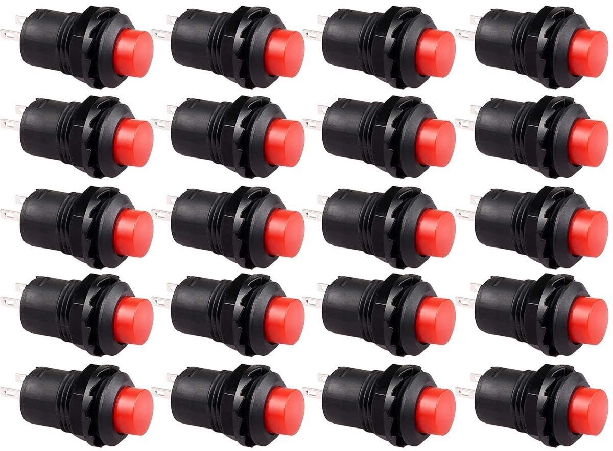 CLDIY 20pcs SPST Self Blocking Pressure Switch OFF/A AC 250V/1.5A 125V/3A Red Cap for Car - ShopVlot