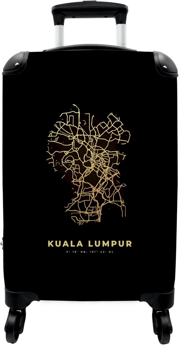NoBoringSuitcases.com® Kuala Lumpur Hand Luggage Trolley Trolley Suitcase Small Travel Suitcase with 4 Wheels Card - ShopVlot