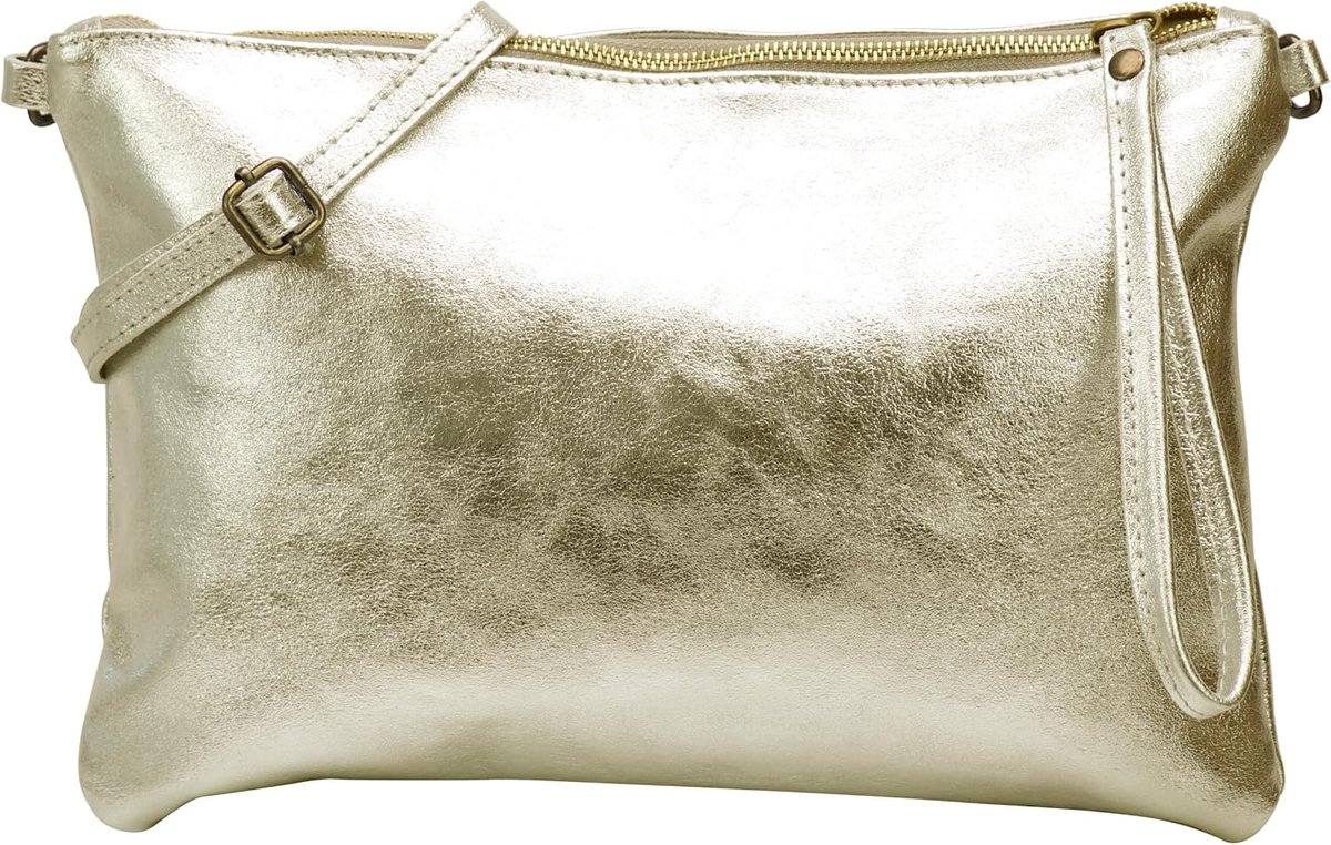 SH Leder Clara G396 Schoudertas van echt leer in vintage look middelgrote tas avondtas 33x22cm - ShopVlot