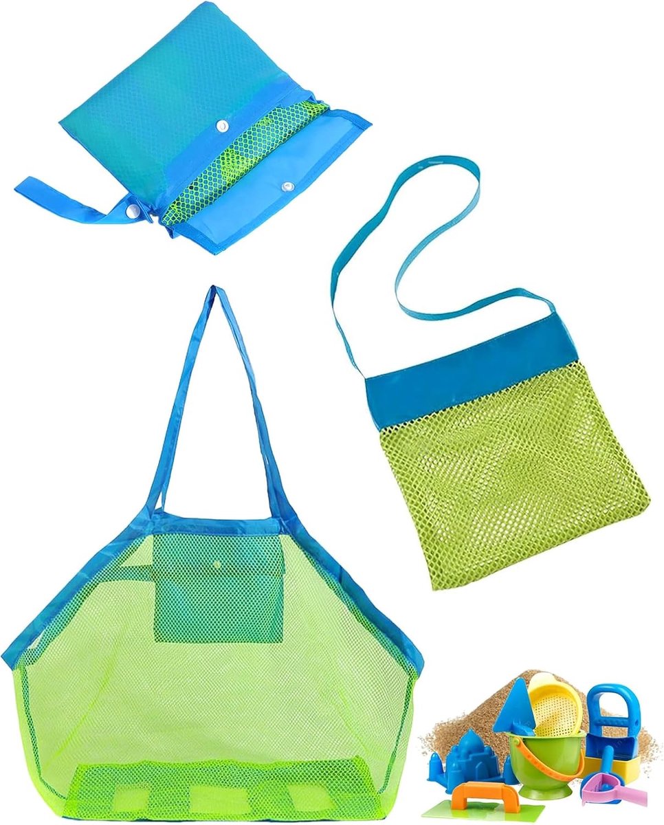 Strandtas Strandspeelgoed tas Groot & Klein Polyester 2er Set Sandkast met afdekking Opruimsack Voubare waterspeelgoed - ShopVlot