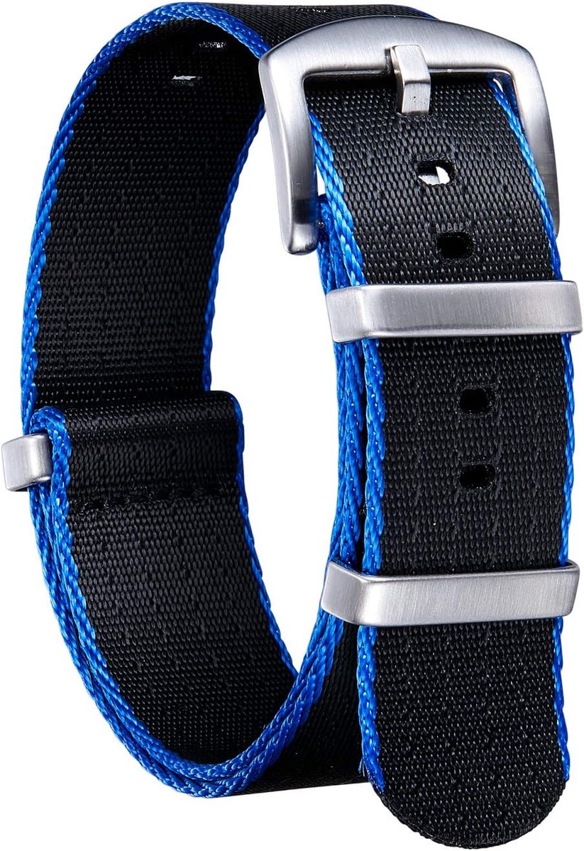 BINLUN Military Nylon Replacement Watchband with Black/Silver Stainless Steel Buckle Men Women 20 Colors 18mm 20mm - ShopVlot