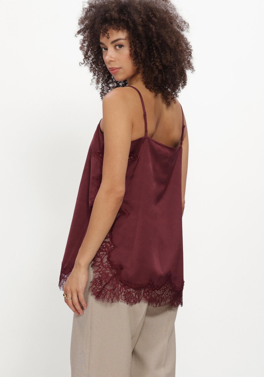 Catwalk Junkie Lace Spaghetti Top Tops & T-shirts Dames - Shirt - Bordeaux - Maat 36