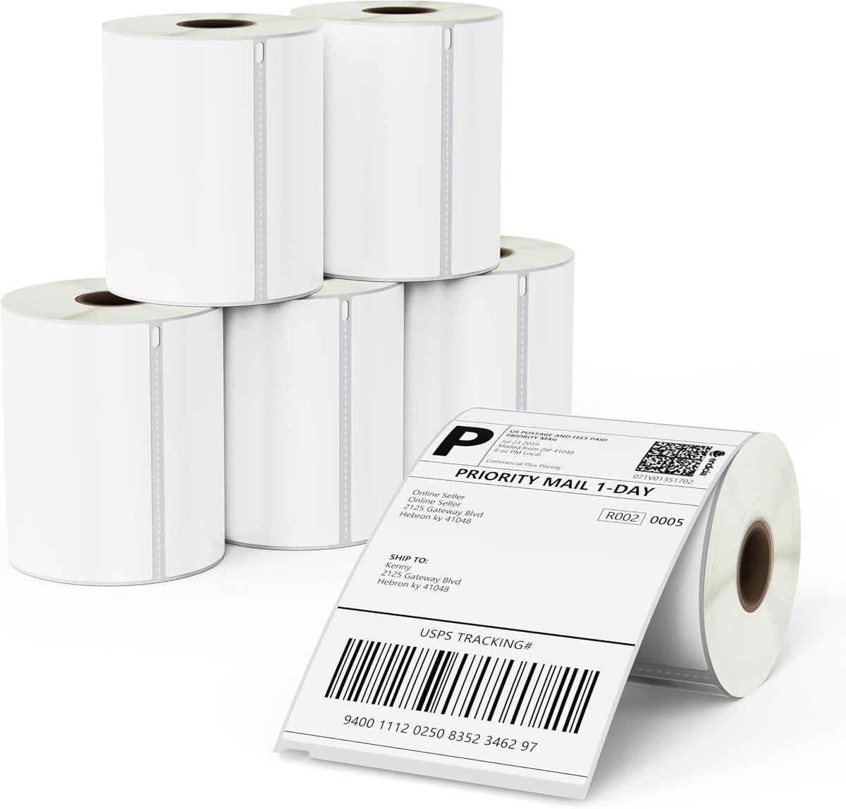 BETCKEY - 6 Rolls Film Removable Labels Compatible with S0904980, 104mm x 159mm, 1320 Easy Peel Off No Residue - ShopVlot