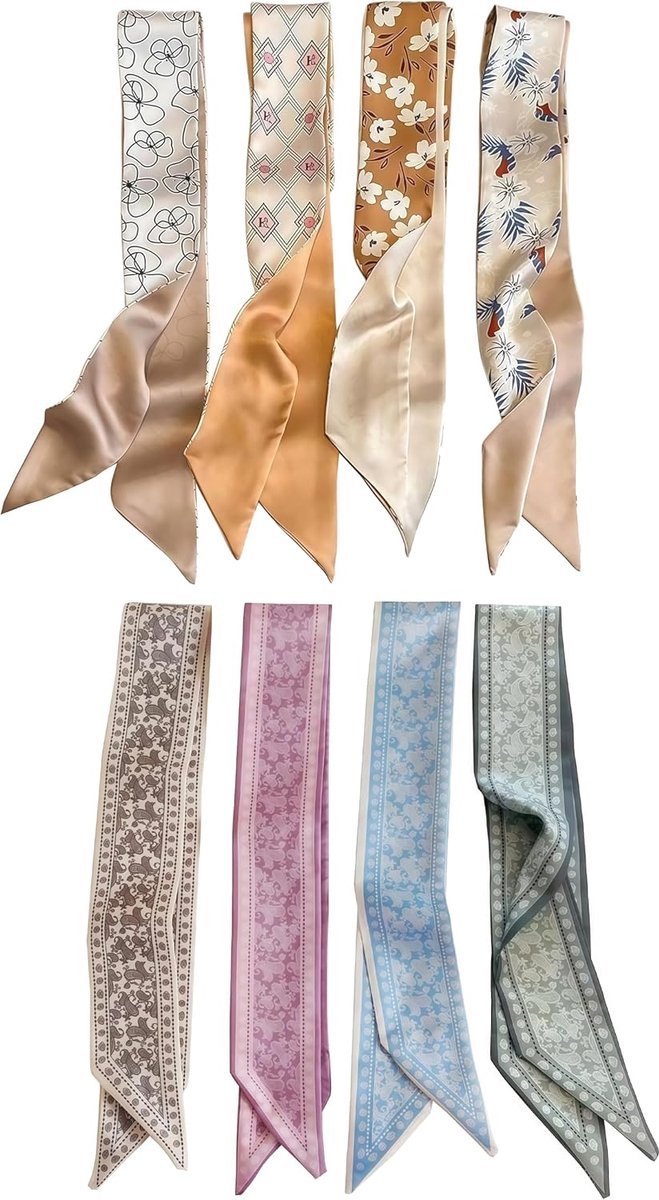 Sjaals voor vrouwen 8 stuks - Multifunctionele satijnen sjaals - Modieuze haaraccessoires - Comfortabel en stijlvol - ShopVlot