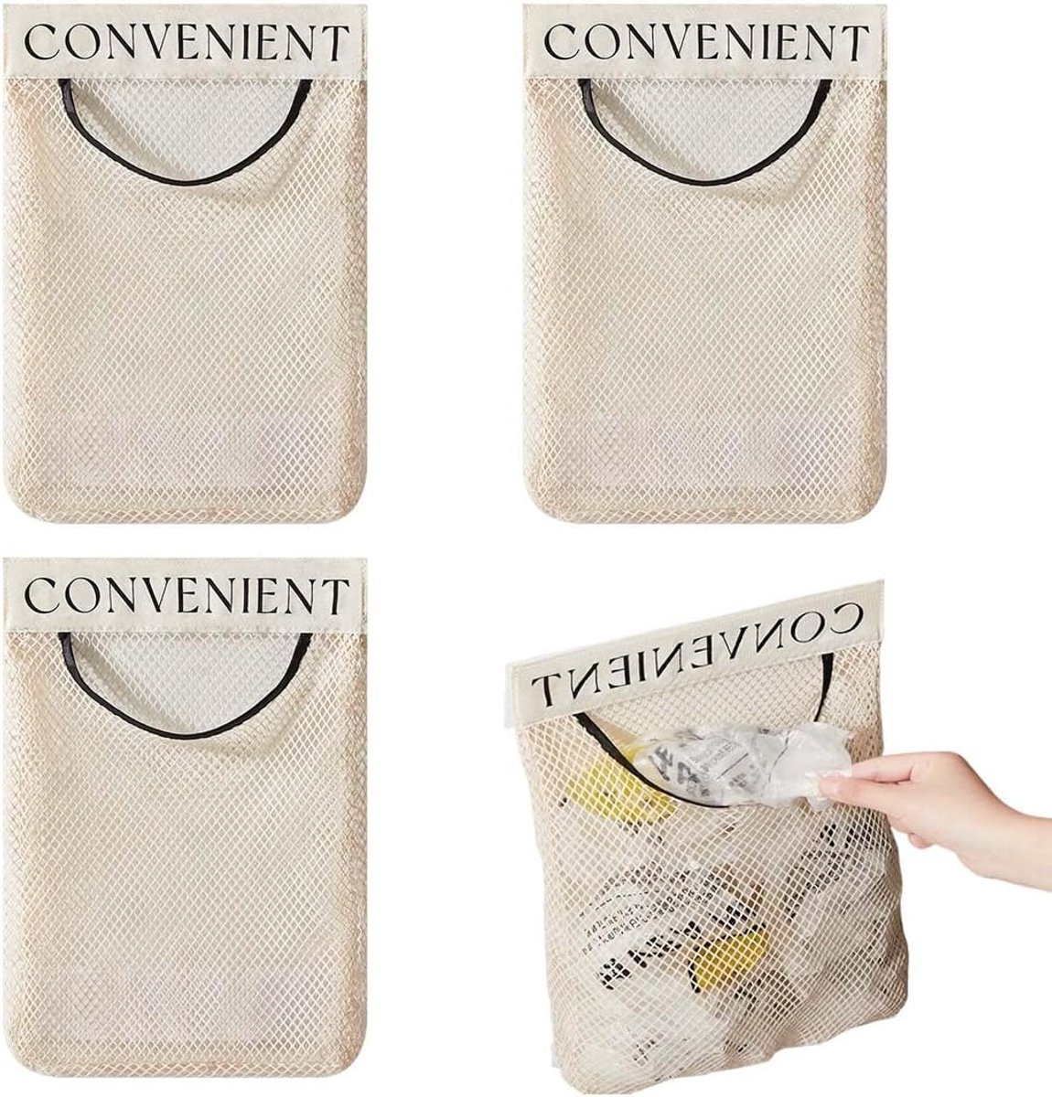 Keukenorganisers set van drie - ademend polyester net - ruimtebesparend - ideaal voor opslag in keuken of slaapkamer - ShopVlot