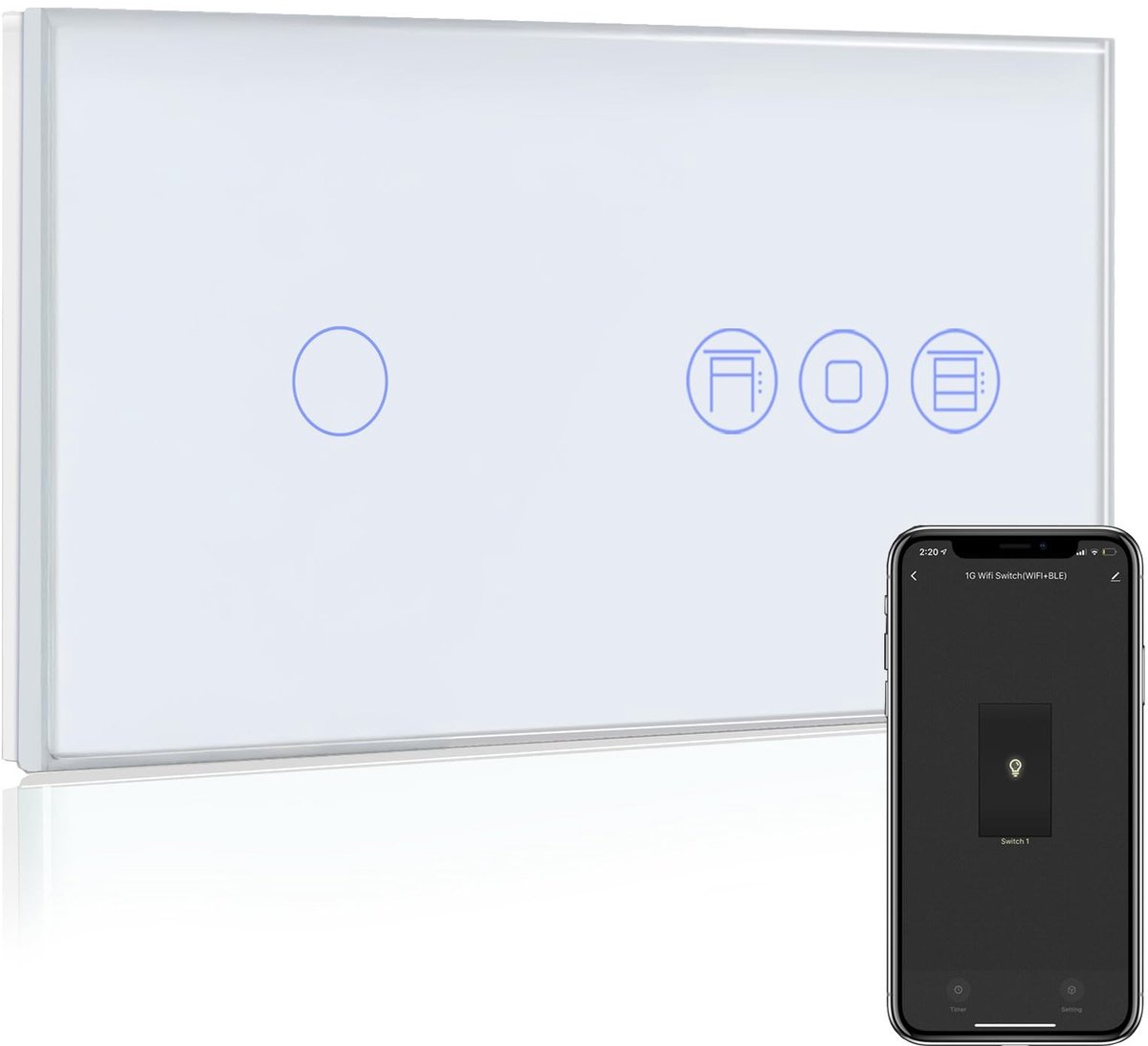 Solidchoice - Slimme WiFi Touch Schakelaar met Rolshutterfunctie