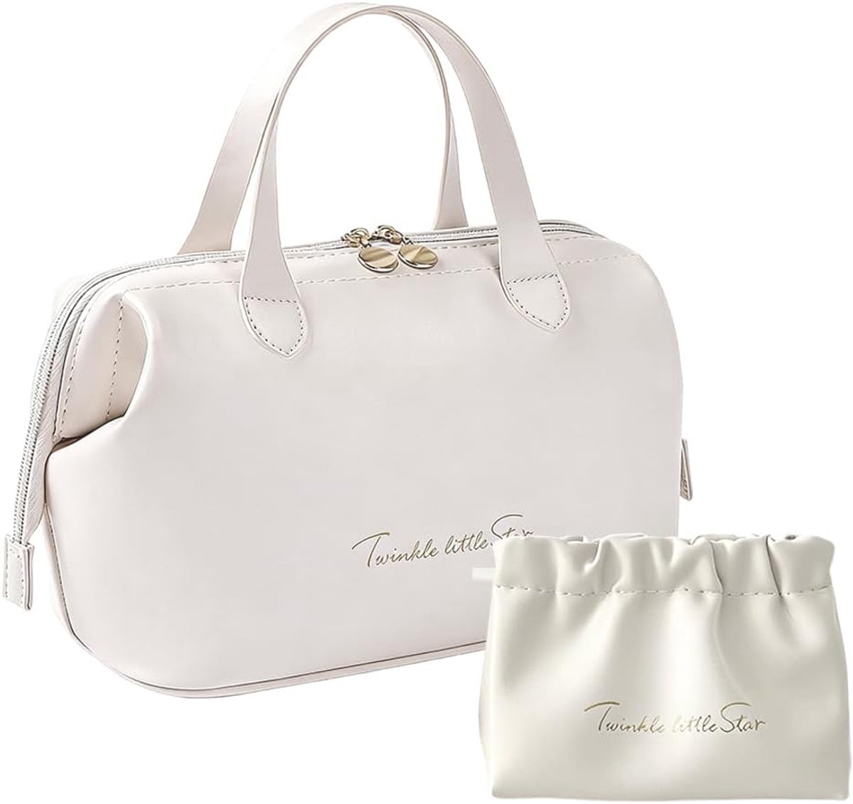 Make up tas set 2 stuks - rechthoekige toilettas - wit - praktische organizer voor dagelijks gebruik - ShopVlot