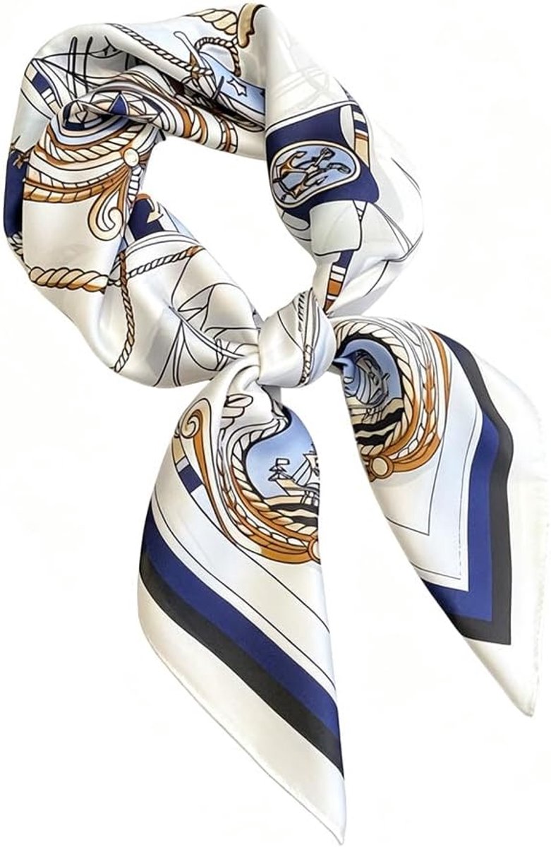 damessjaal vierkant - zijde - marineblauw - elegant accessoire voor haar - ShopVlot