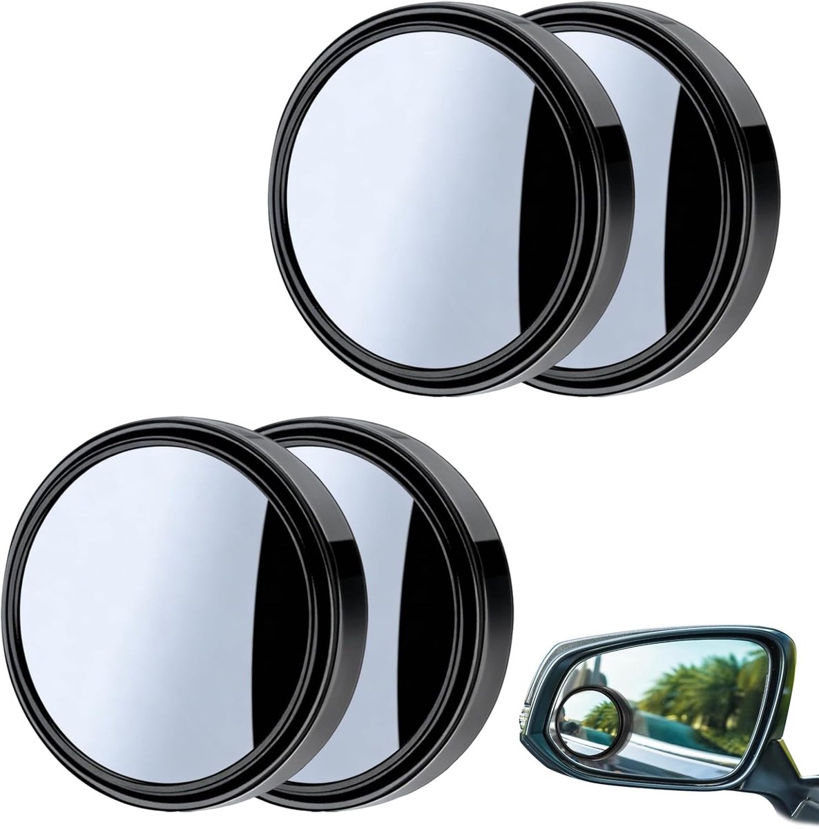 Dodehoekspiegels voor auto - 4 stuks ronde 360° draaibare convexe spiegel - HD glas - verbeter zichtbaarheid - ShopVlot