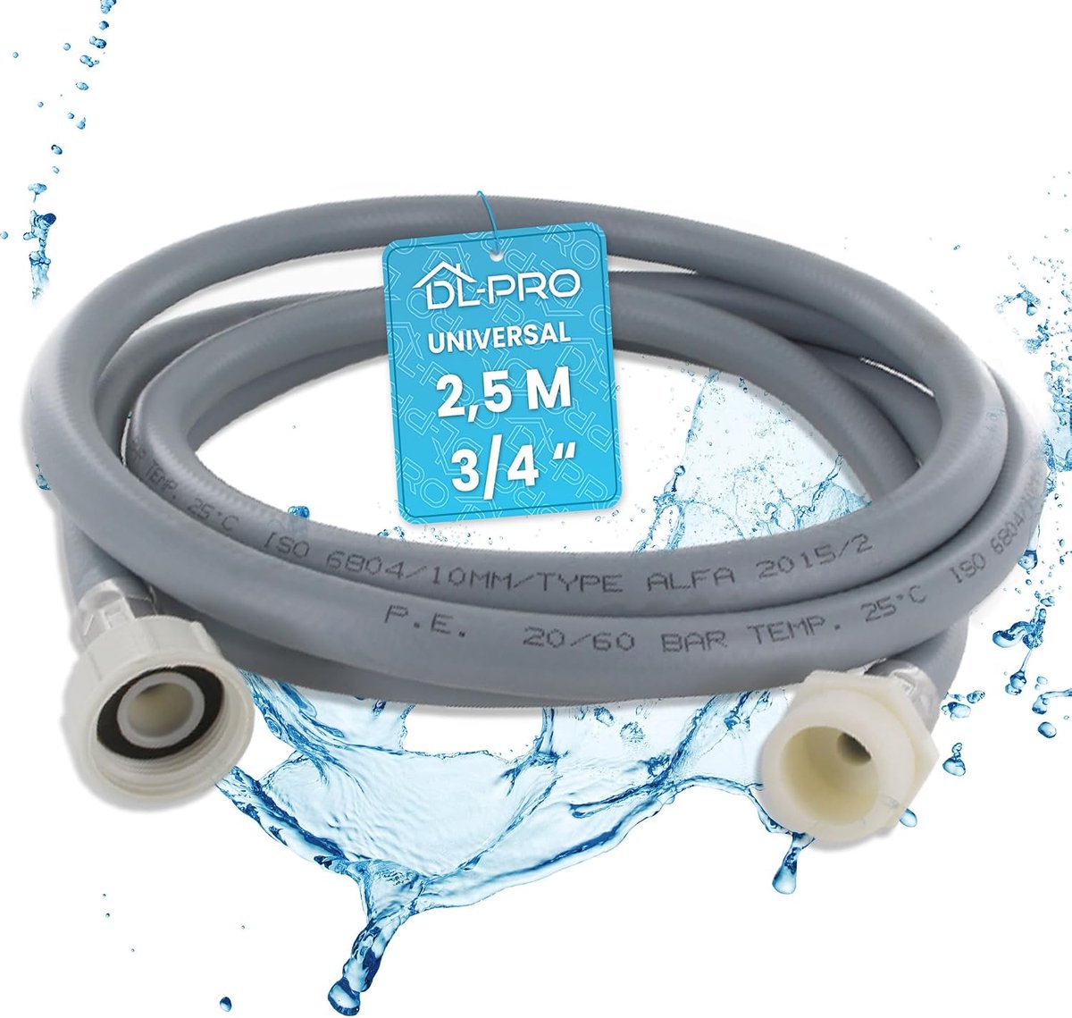 Inlaatslang 2.5 m - Universeel - Robuust en betrouwbaar - Perfect voor wasmachine en vaatwasser - ShopVlot