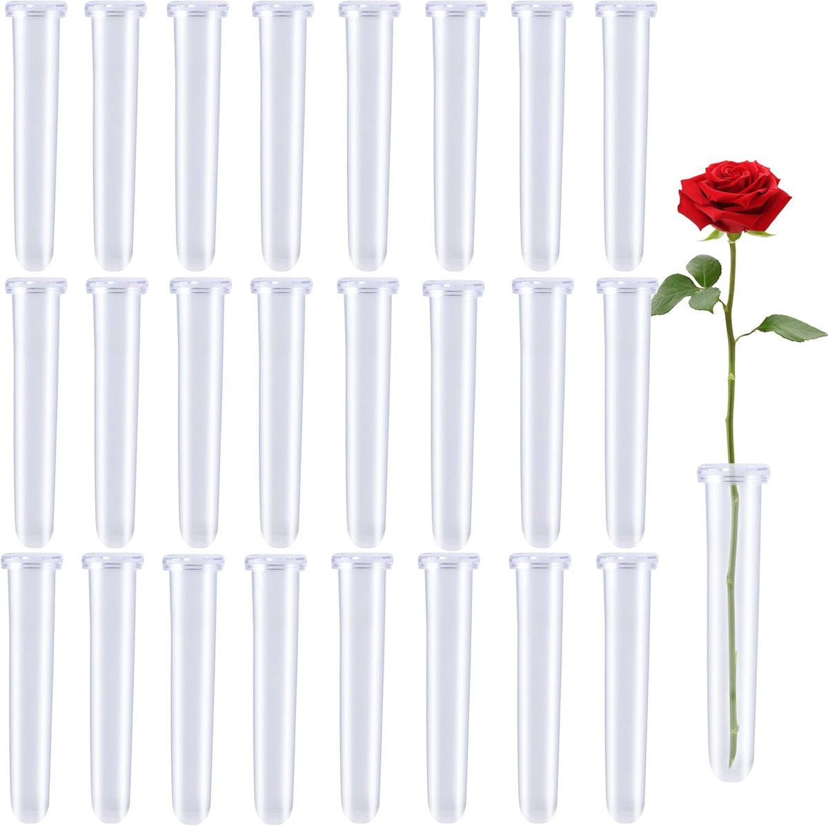 Bloemwaterbuizen 24 stuks - 11 x 1,8 cm - plastic herbruikbaar - perfect voor bloemenwinkels - ShopVlot