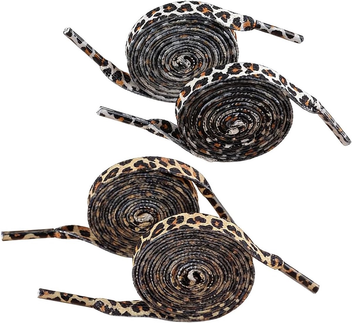 Platte schoenveters 2 paar - luipaardpatroon - trendy design - ideaal voor sportschoenen - ShopVlot