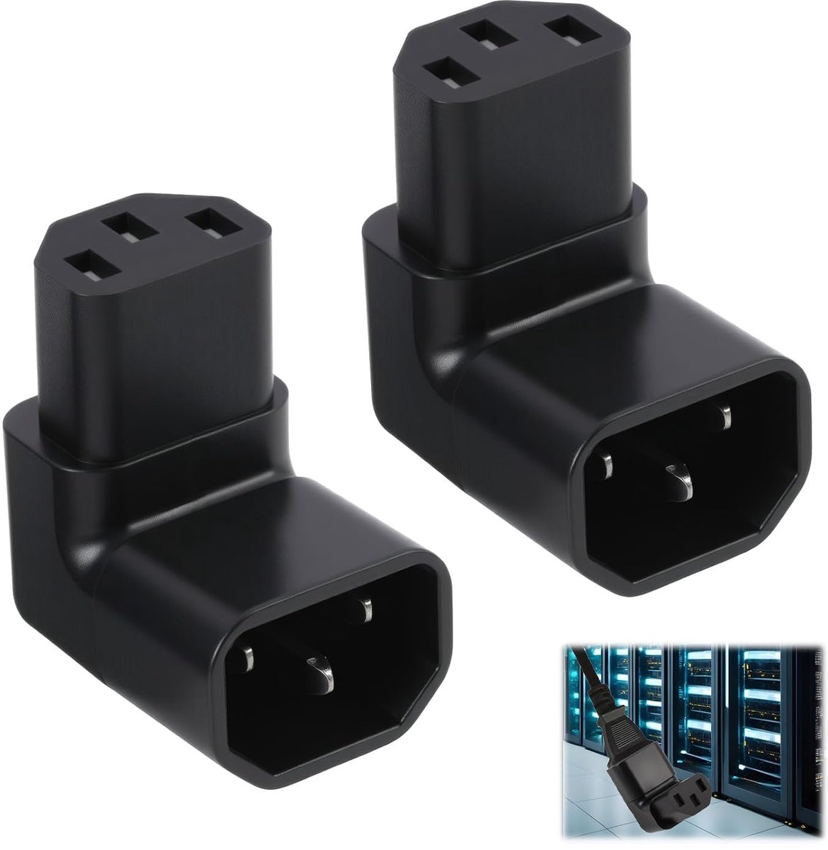 Koelapparaat kabel 90° - C14 naar C13 stekker - 3-polig 250V 10A - Ruimtebesparend ontwerp - ShopVlot