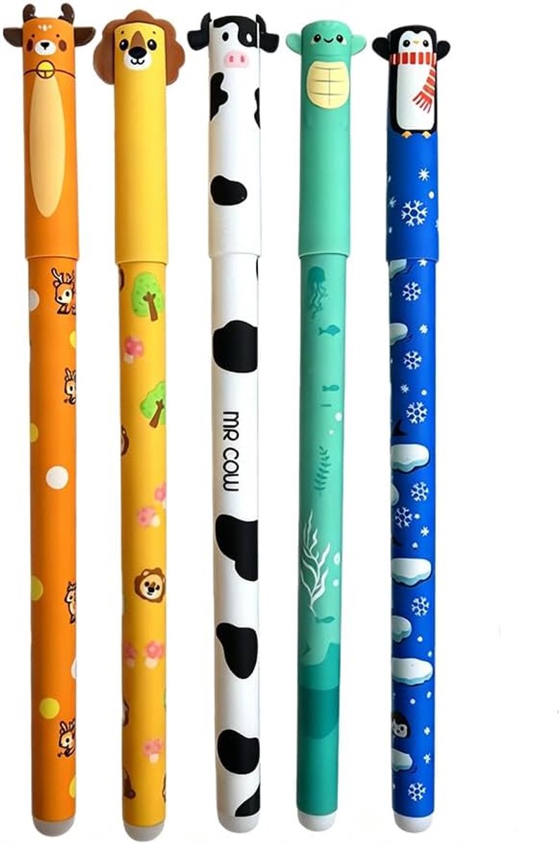 Uitwisbare gelpennen 0,7 mm - thermogevoelige inkt - 5 stuks - kleurrijk schrijfplezier voor school - ShopVlot