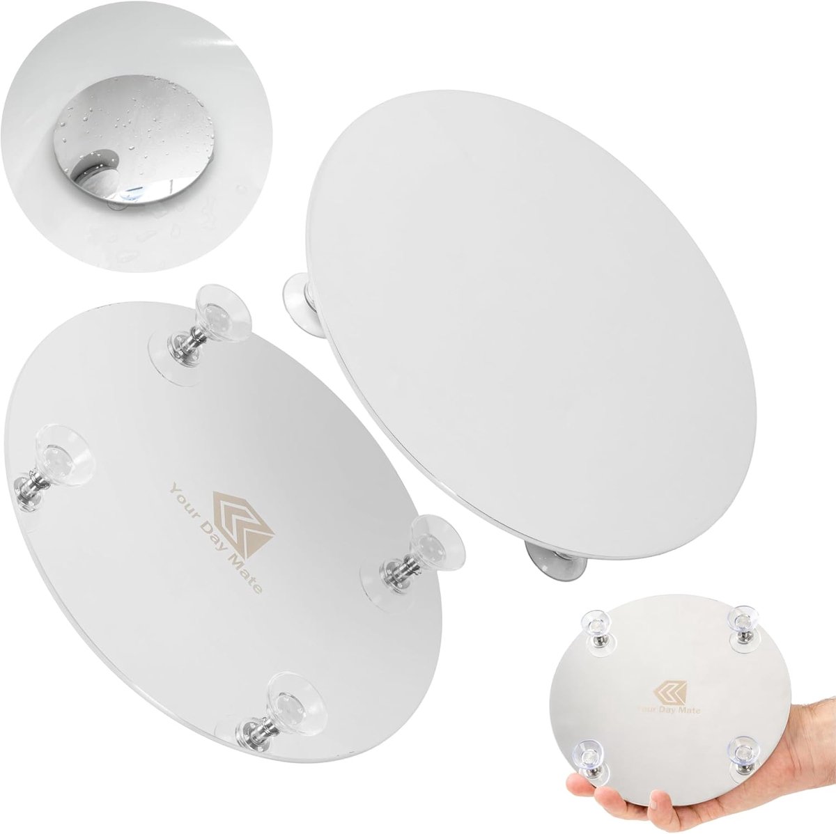 Doucheputdeksel 190 mm - RVS 2.8 mm - Zuignapbevestiging - Geschikt voor alle merken - ShopVlot