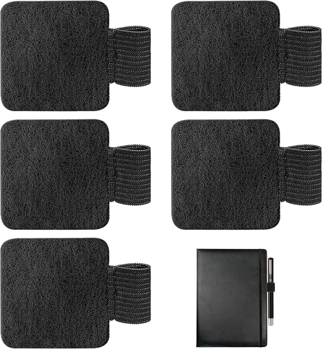 Penhouder zelfklevend 5 stuks - zwart PU leer - multifunctioneel - houdt pennen en accessoires georganiseerd - ShopVlot