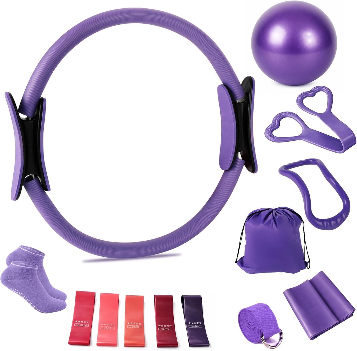 Pilates set voor beginners - 13-delige set - met yoga bal en weerstand banden - ideaal voor thuistraining - ShopVlot