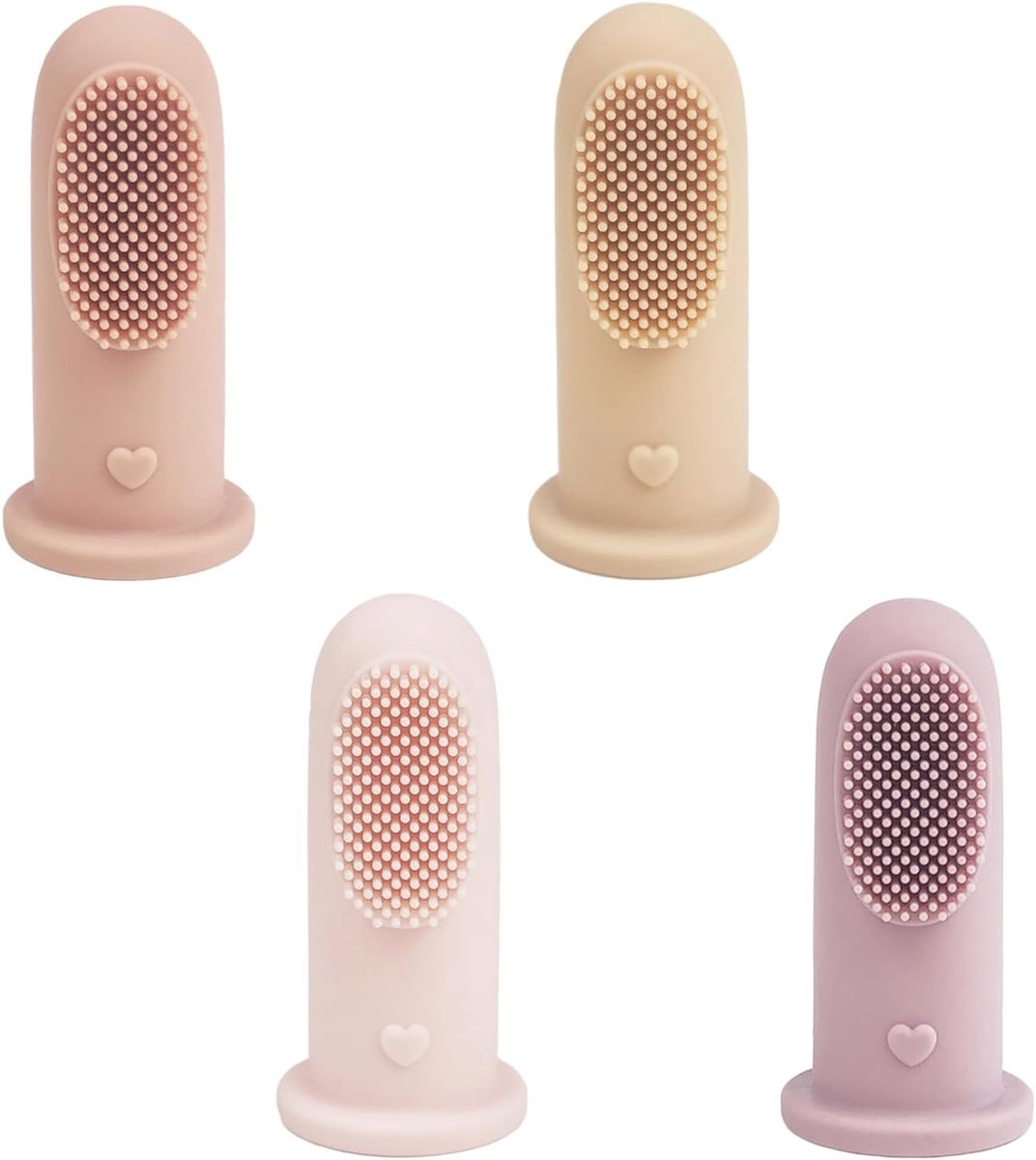 Baby vinger tandenborstels 4-pack - siliconen - mondreiniger - verzacht gevoelige tandvlees - ShopVlot