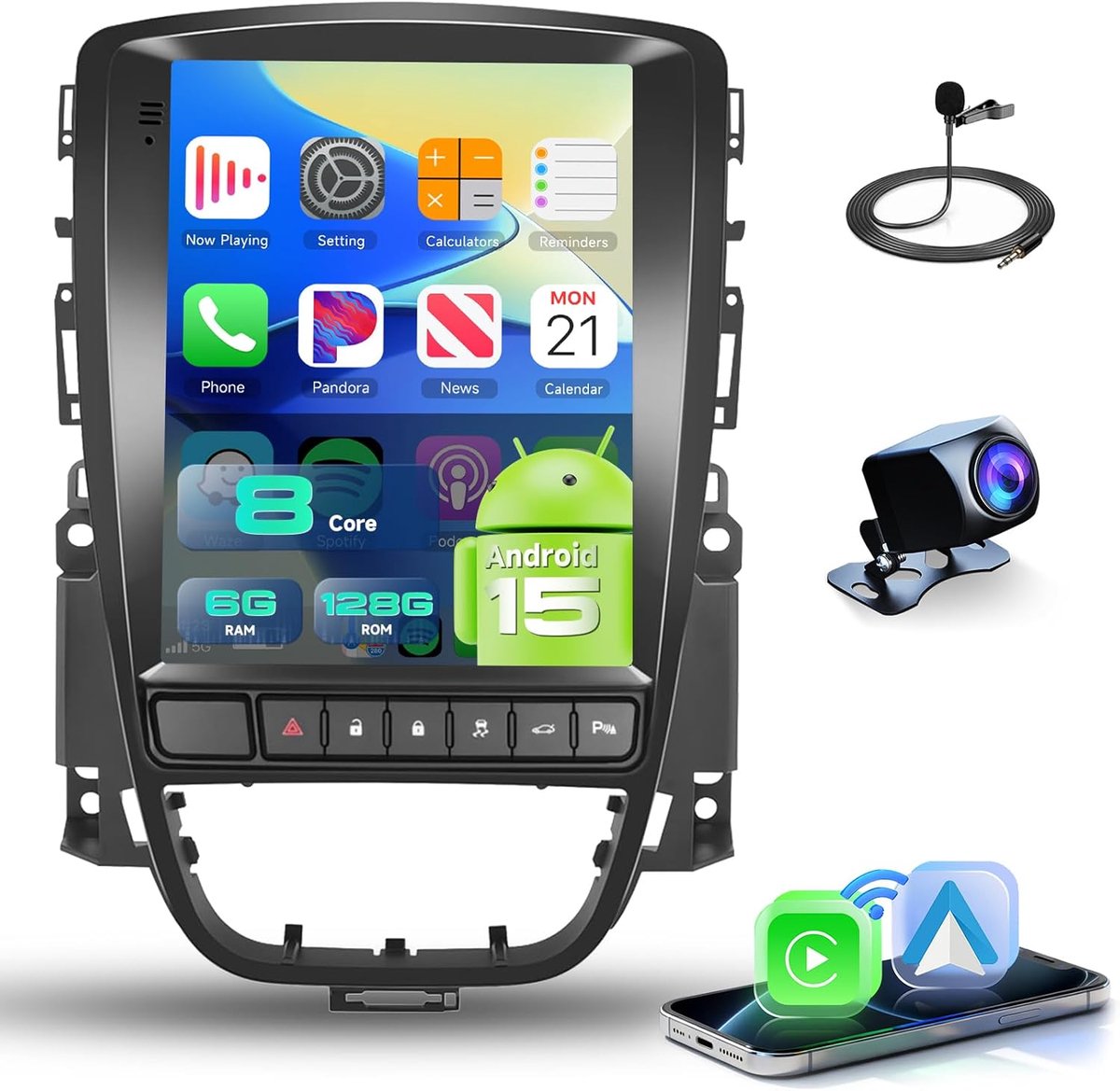 Auto Radio 9.7 inch - 8 Cores 6+128G - CarPlay en Android Auto - GPS en Bluetooth 5.0 - ShopVlot