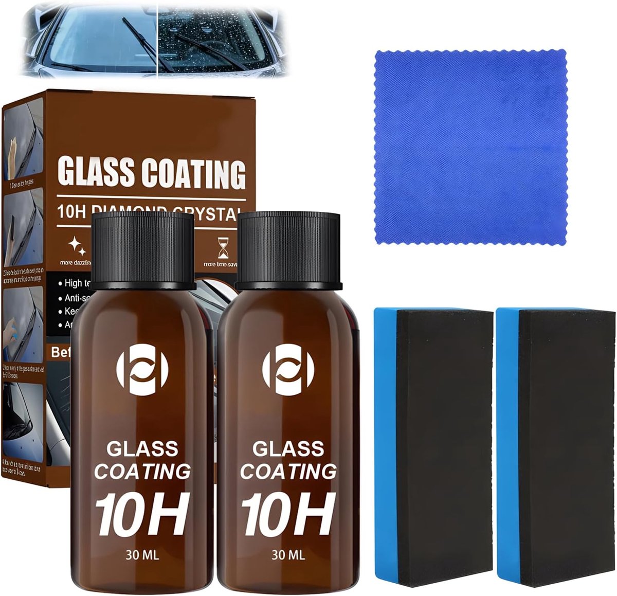 Auto-glasverzegeling 2 stuks - lotusnano-coating - waterafstotend - helder zicht - ShopVlot