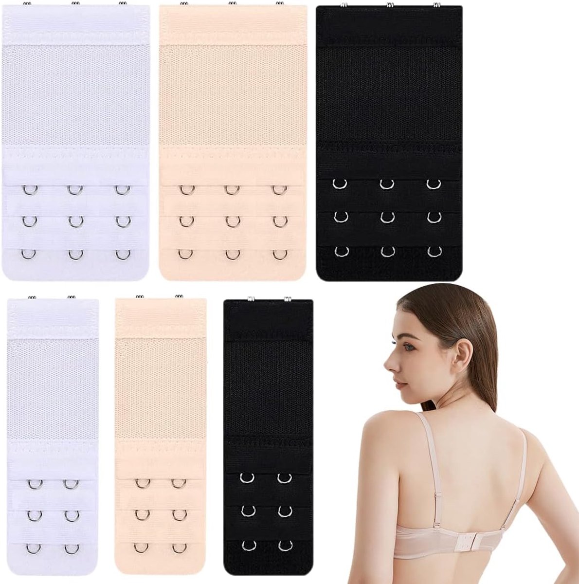 Bh extensies set van 6 - elastische verlengers met haken - verschillende kleuren - verbeter comfort en pasvorm - ShopVlot