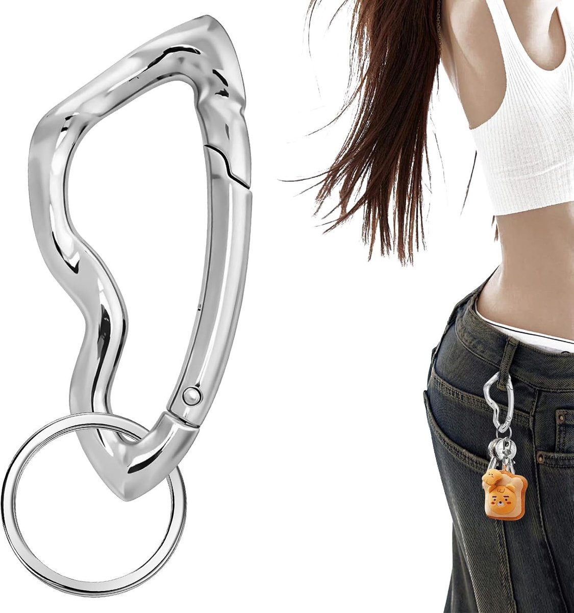 Sleutelhanger extra groot - legeringsmateriaal - schattig kromvormig ontwerp - ideaal voor sleutels en accessoires - ShopVlot