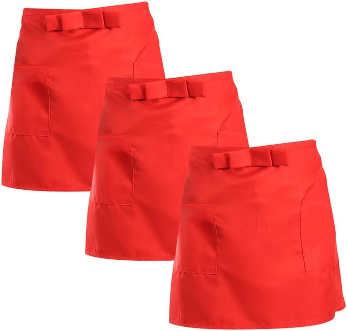 Schort voor bediening - 2 diepe zakken - 3-pack in rood - ideaal voor serveerders - ShopVlot