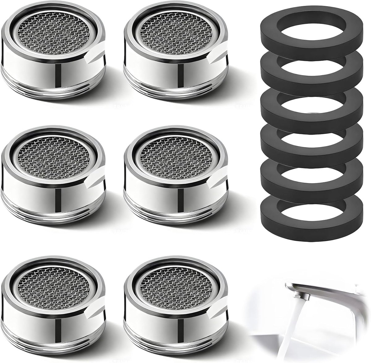 6pcs Aerator Faucet M24 Stainless Steel Faucet Filter Faucet Aerator Bathroom Faucet Filter - ShopVlot