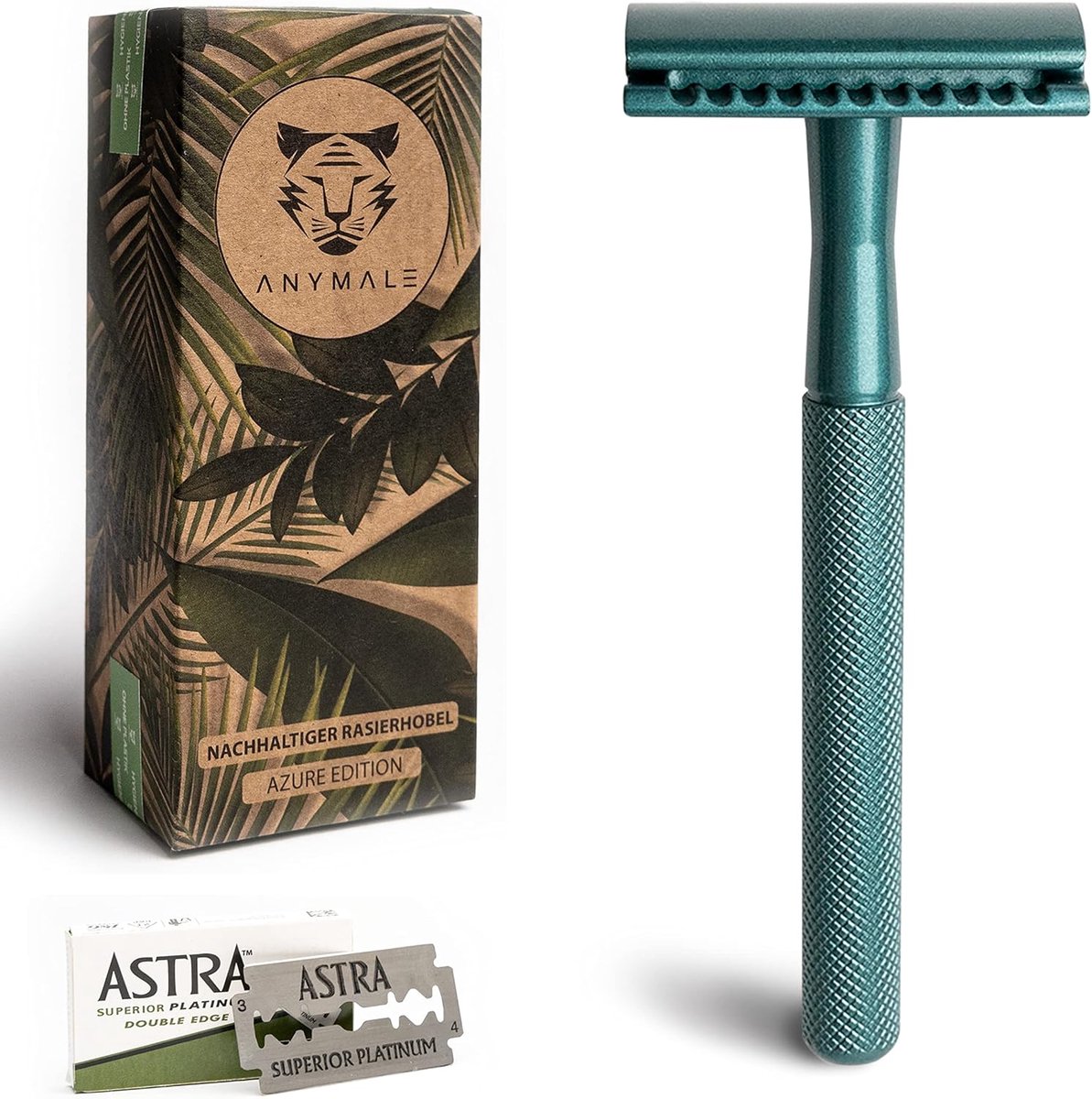 Azure Edition Razor Blade, Including 5 Astra Blades, Plastic-free Shaver for Men and Women - ShopVlot