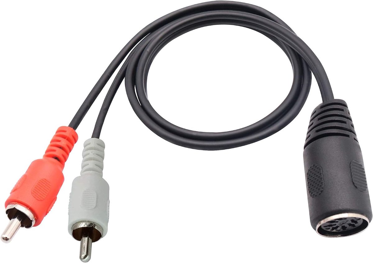 Din 7 Pin to RCA Extension Cable, 2 RCA Male to 7 Pin Din Female Audio Adapter Cable, Compatible with Quad Stereo - ShopVlot
