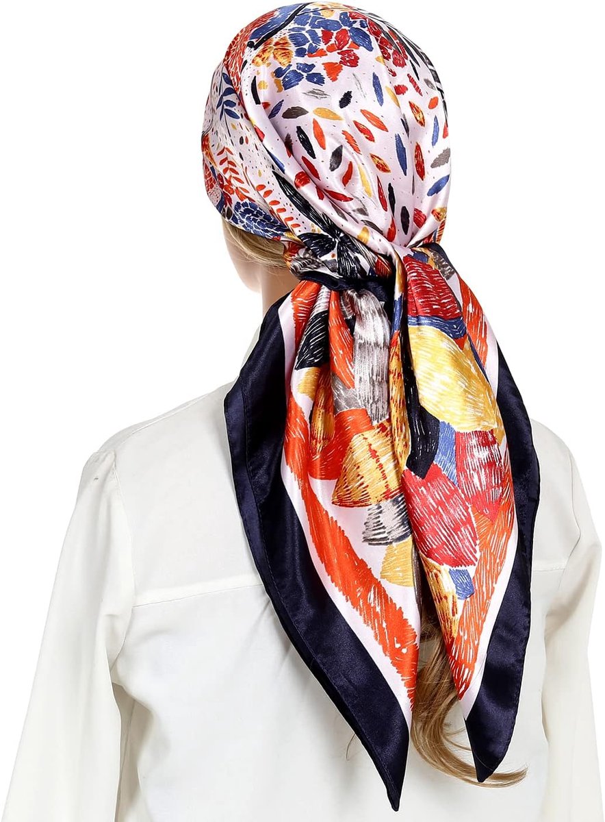 Riiqiichy headscarf, silk satin ladies sleep hair scarf. Suqare designer bandana scarf for hair wrapping at night. - ShopVlot