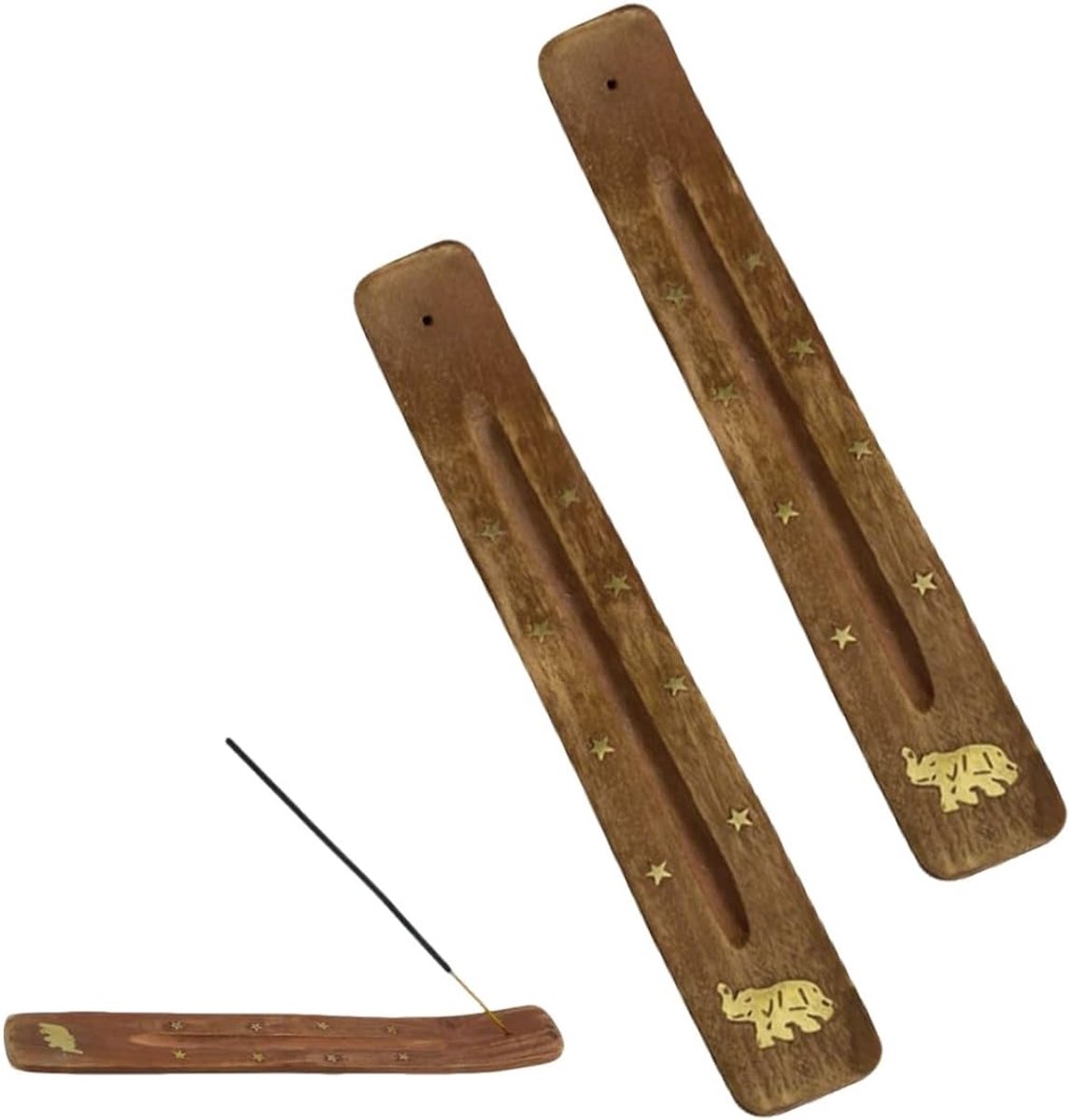 Wierookhouder van hout, 2 stuks, houten wierookstokjeshouder voor yoga, meditatie, kantoor, thuis, 25,5 x 3,5 cm met - ShopVlot