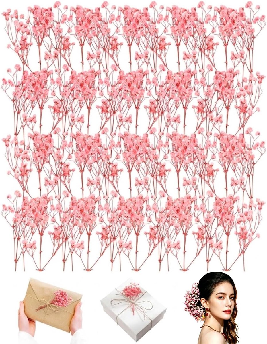 Gedroogde bloemen 50 stuks - Gypsophila rozen - Natuurlijke decoratie - Perfect voor doe-het-zelf projecten - ShopVlot