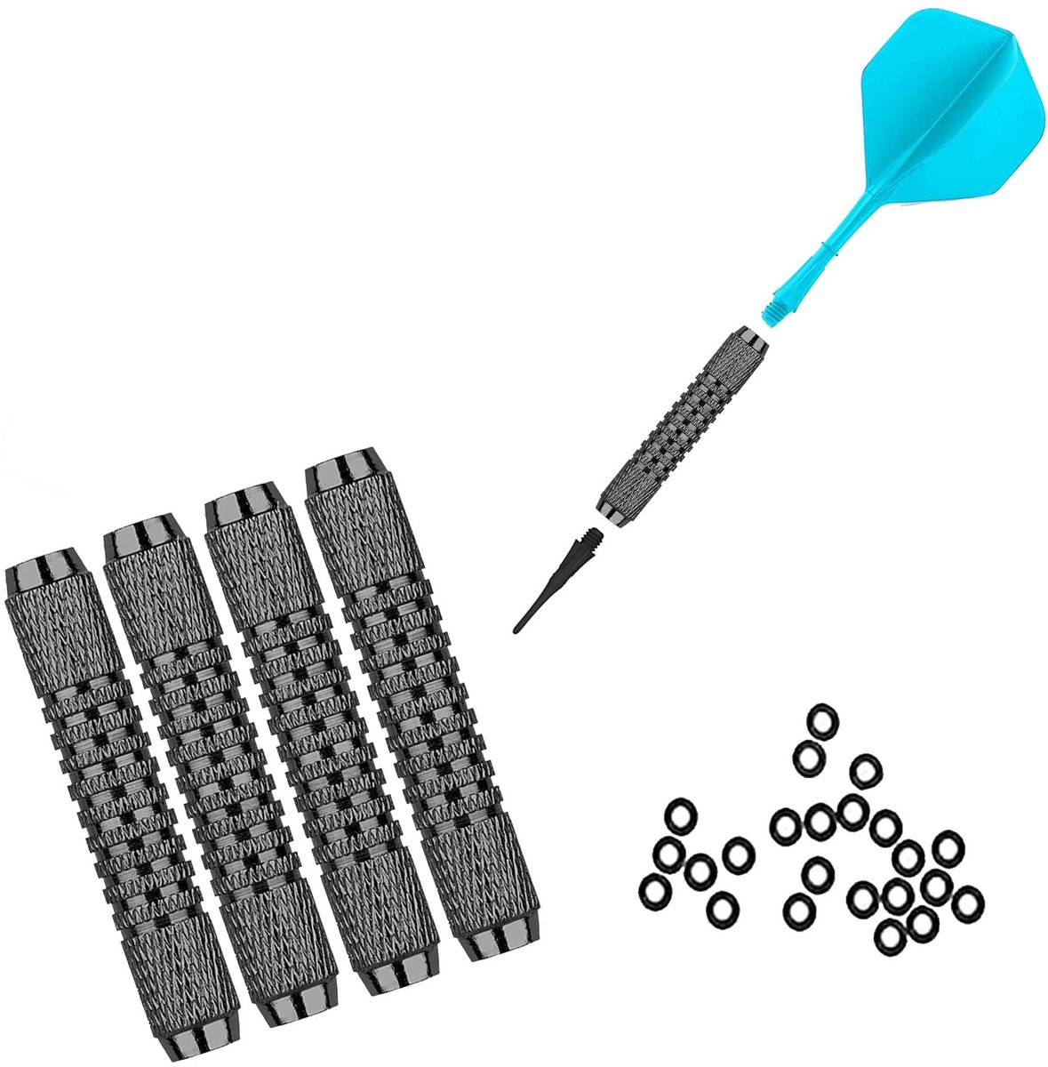 Solidchoice - Set van 6 Dart Barrel Accessoires met Rubber Ringen