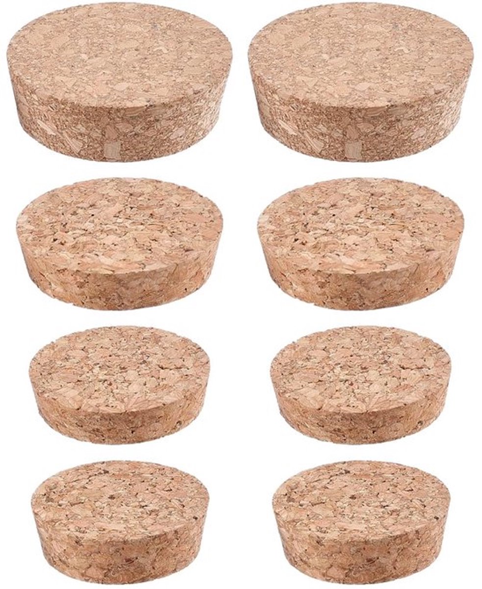 8 stuks taps toelopende kurken stoppen in 4 maten, wijnkurken, flessendoppen, karaf, houten vervangende vatdoppen voor wijn, bier, whisky, karaf, fles, glazen flessen, weckpotten