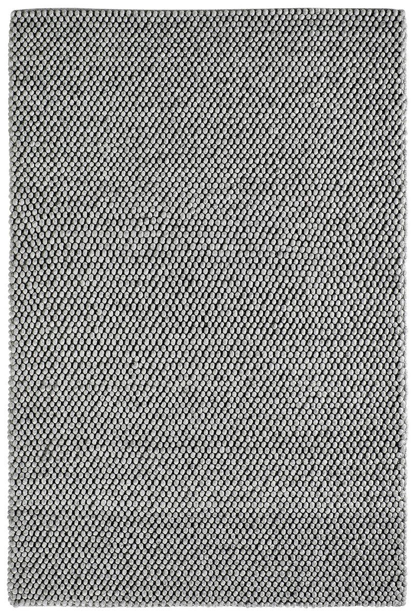Padiro laagpolig vloerkleed 120 x 170 cm - zilver - scandi bolletjes design - geschikt voor vloerverwarming - handgemaakt van wol en viscose