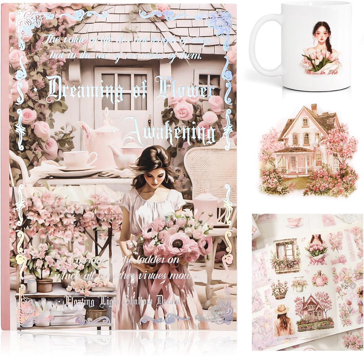 PET-stickerset 20 vellen - vintage droomthema - esthetische scrapbooking stickers - versier je dagboek - ShopVlot