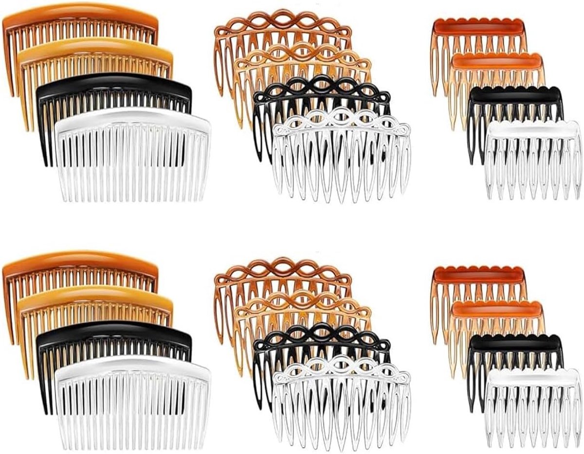 Haarkammen Set - Zwart - Kunststof - 24 Stuks voor Diverse Kapsels