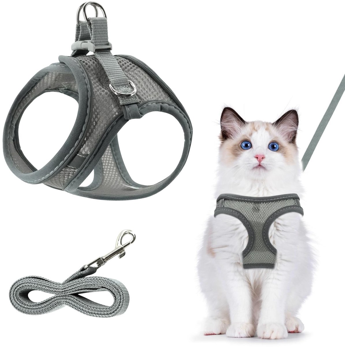Solidchoice - Ademend Kattenharnas met Leash en Antivlucht Reflecterend Ontwerp