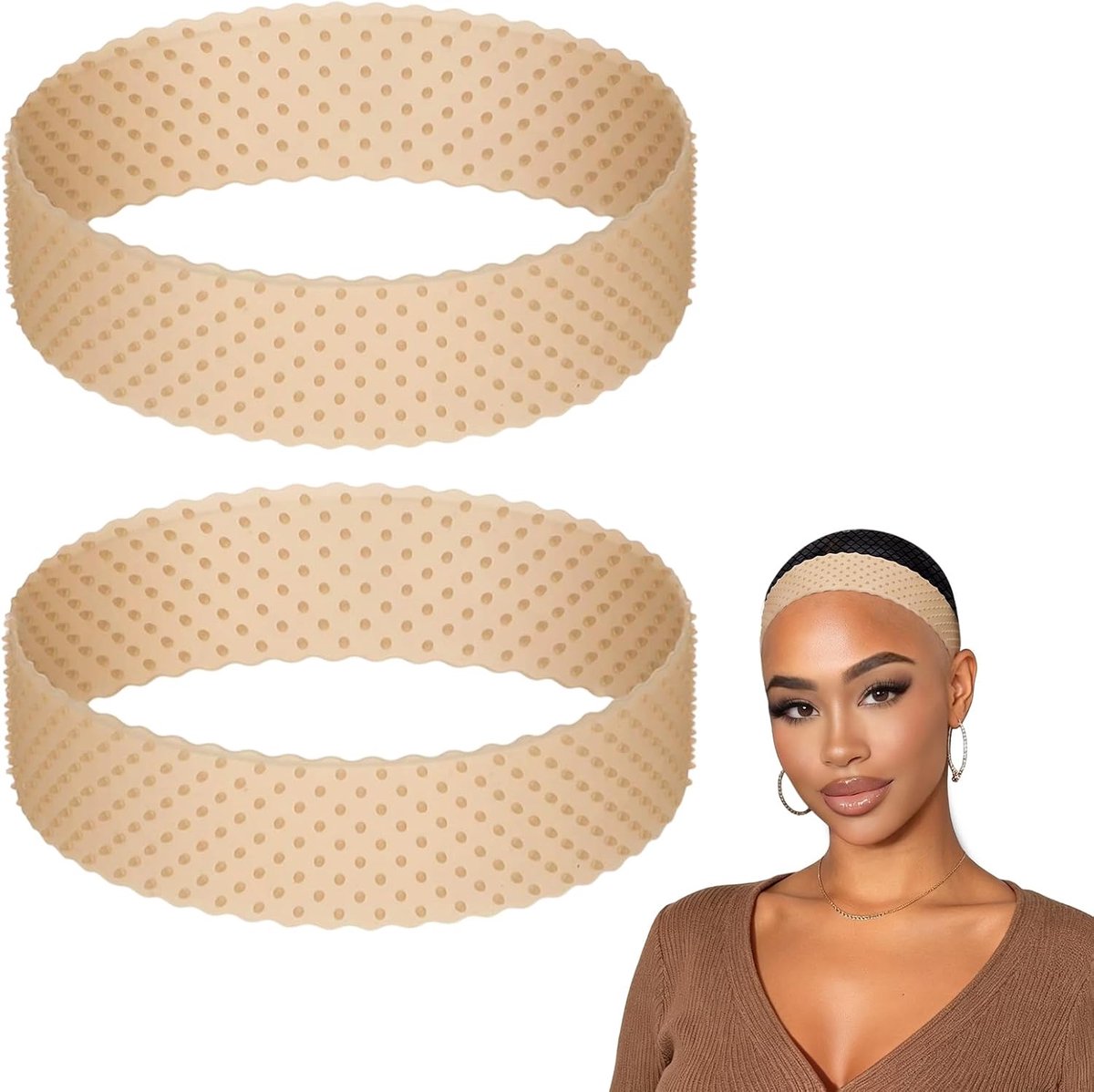 Siliconen pruikenband 2 stuks - Beige - antislip - ideaal voor sport en yoga - ShopVlot