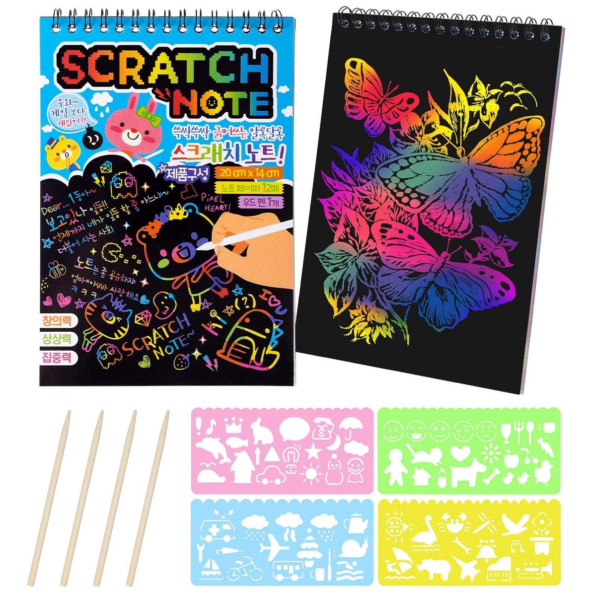 Solidchoice - 2-Pack Krassen Kunst Notitieboekjes voor Kinderen