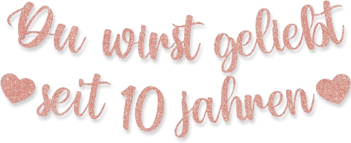 Verjaardagsbanner Meisjes - 10 Jaar Slinger - Feestversiering Thuis - Voorgeregen Glitterkarton - 15 x 16.4 cm - Roze