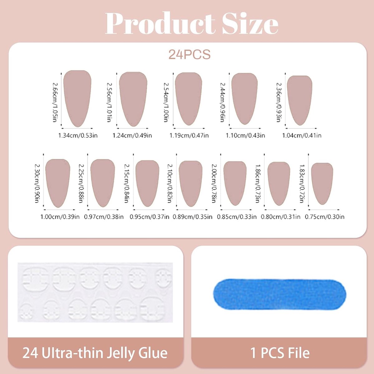 Press-on Nails 24 stuks - Medium Almond Vorm - Zwart Acryl - Glanzend en Duurzaam - ShopVlot