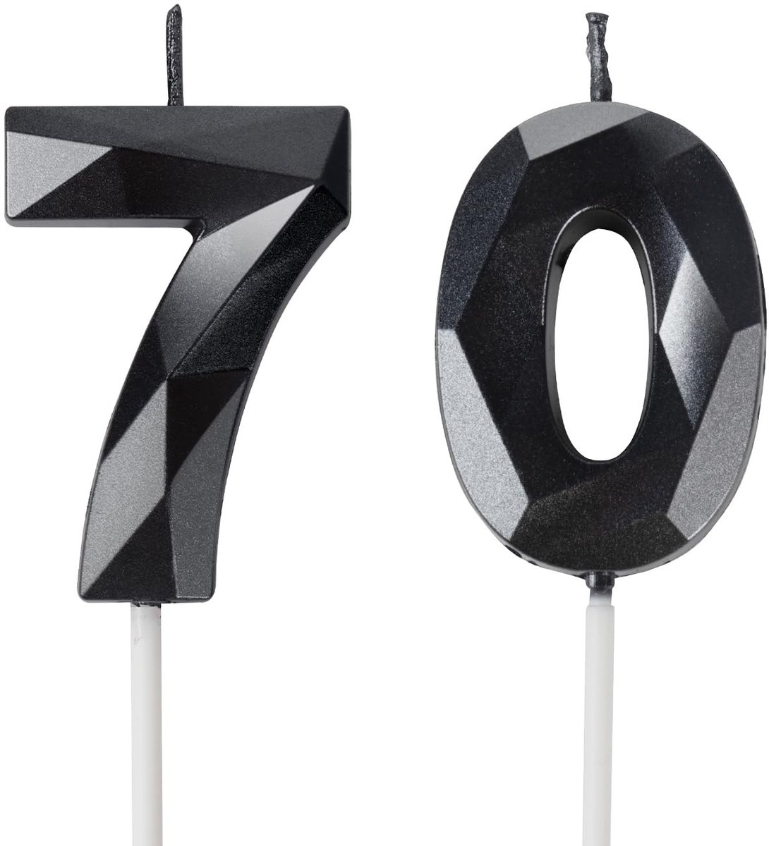 Cijfer Kaarsen 70 Zwart voor Verjaardagstaart - Taarttopper Decoratie voor Feest en Jubileum
