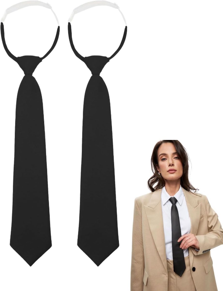 Zwarte stropdassen voor vrouwen - lange smalle stropdassen - verstelbaar - perfect voor afstudeerfeesten - ShopVlot