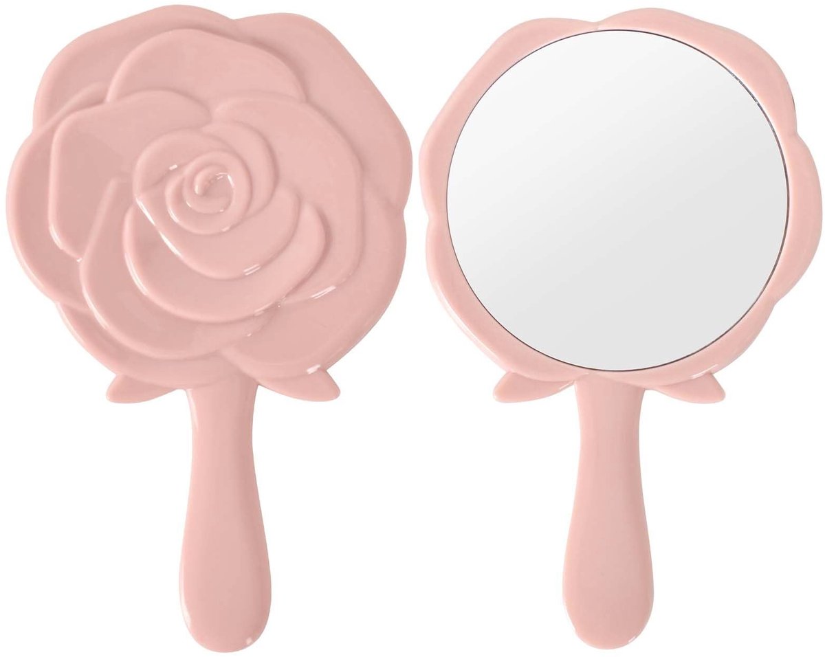 Solidchoice - Handmakeup Spiegel met Handvat en Roze Ontwerp